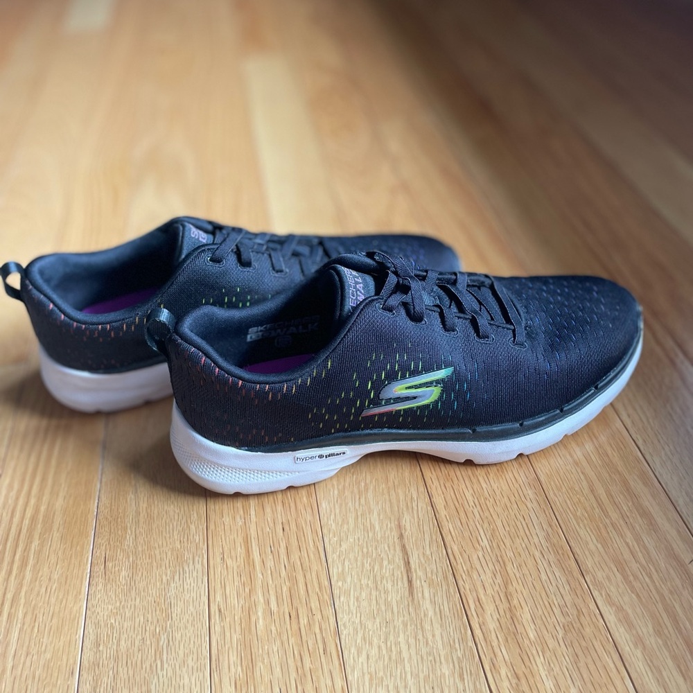 Skechers Black Sneakers with White Soles
